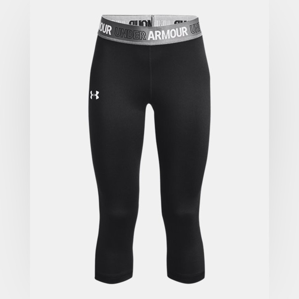 UNDER ARMOUR HeatGear Girls Black Armour Capris Youth Medium or Small